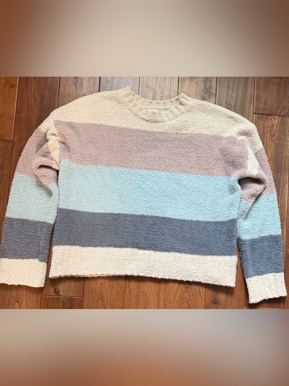 Altar'd State Pastel Striped Crewneck Sweater - Cream, Pink, Blue, Gray
